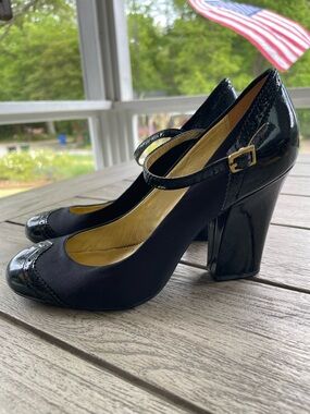 Coach Rosaria Spectator Black Mary Jane Block Heel Pumps Womens Size 8.5